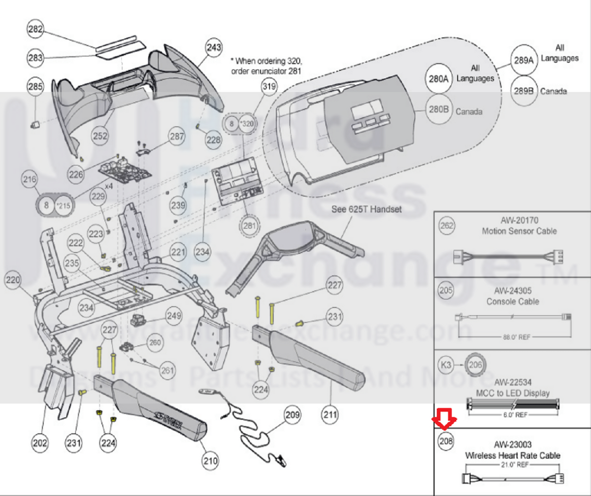 cybex 750t parts Cybex 750T 751T 770T 790T 525T 625T 650T Treadmill HR Connect Wire AW-23003