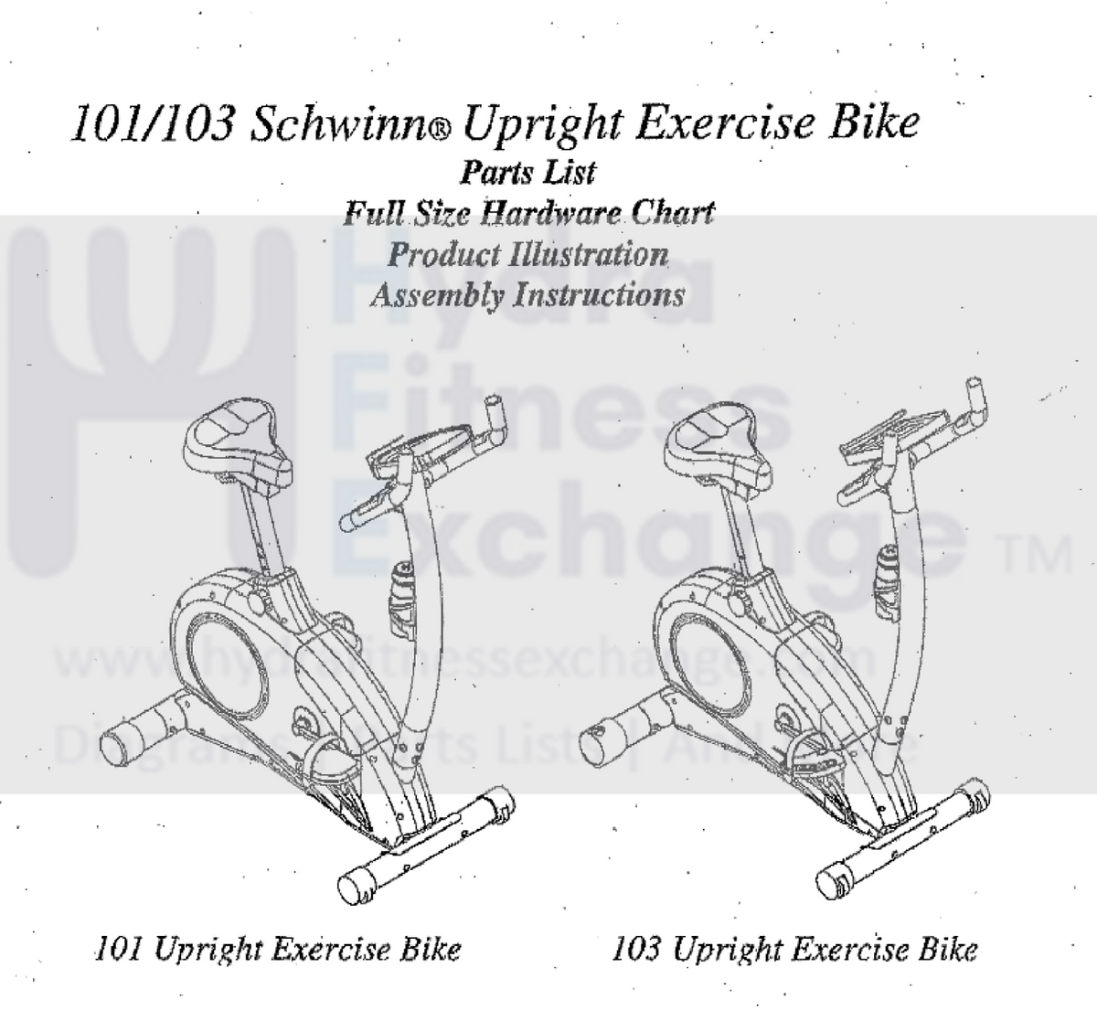 Schwinn 103 201 203 Stationary Bike Owner Manual 18108