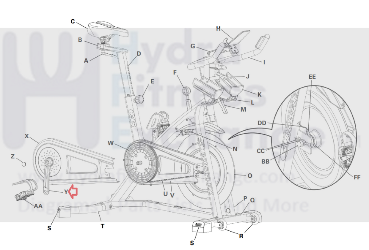 Schwinn Bowflex C6 IC3 IC7 Stationary Bike Right 1000513520 Crank Arm   hydrafitnessparts