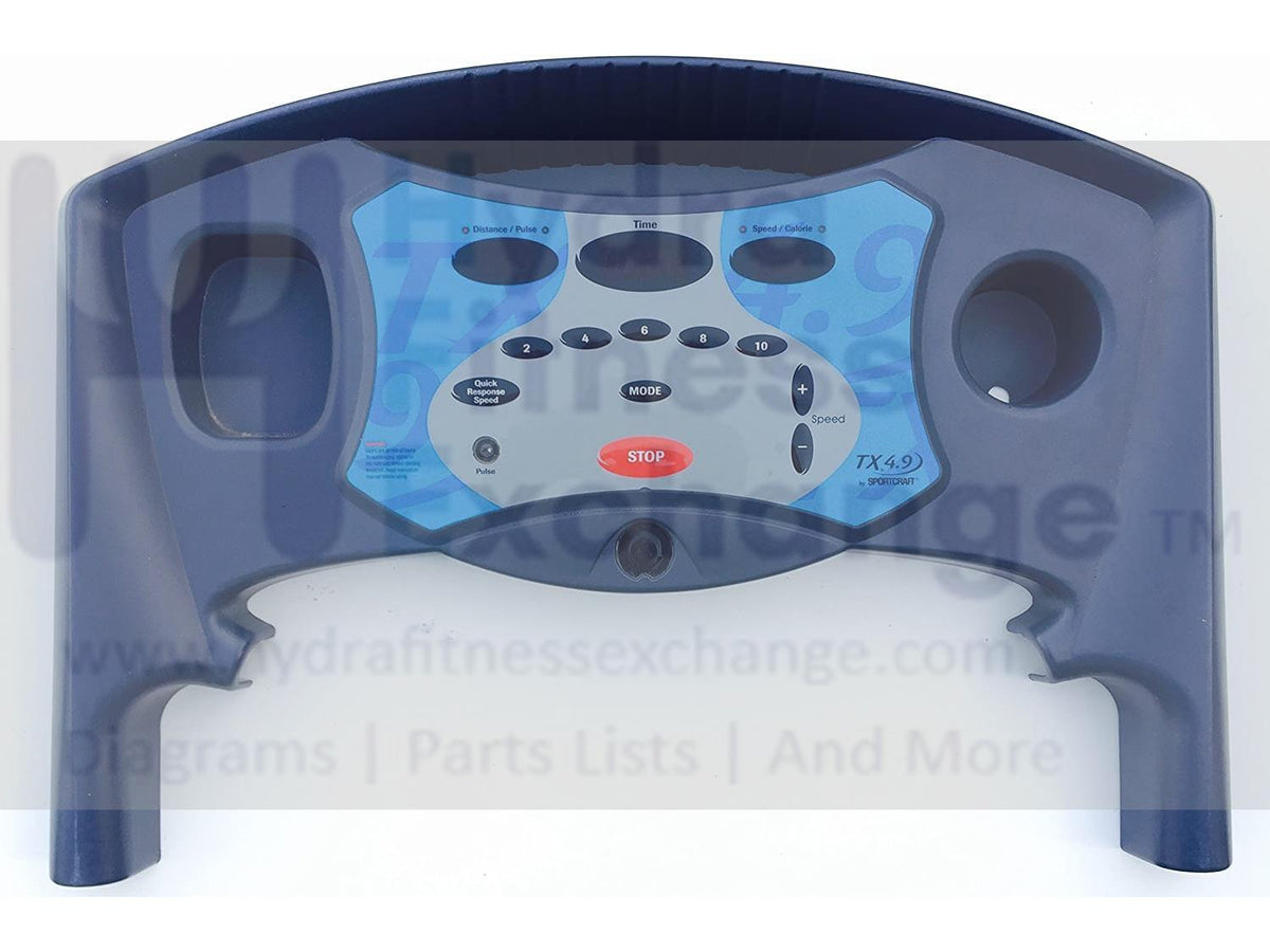 Sportcraft tx4.9 tx 4.9 Treadmill Console Upper Display Overlay