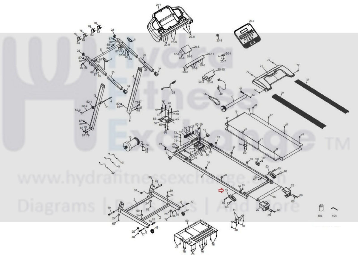 Xterra Fitness TR150- 450887 Treadmill Foot Pad Adjustment P060691