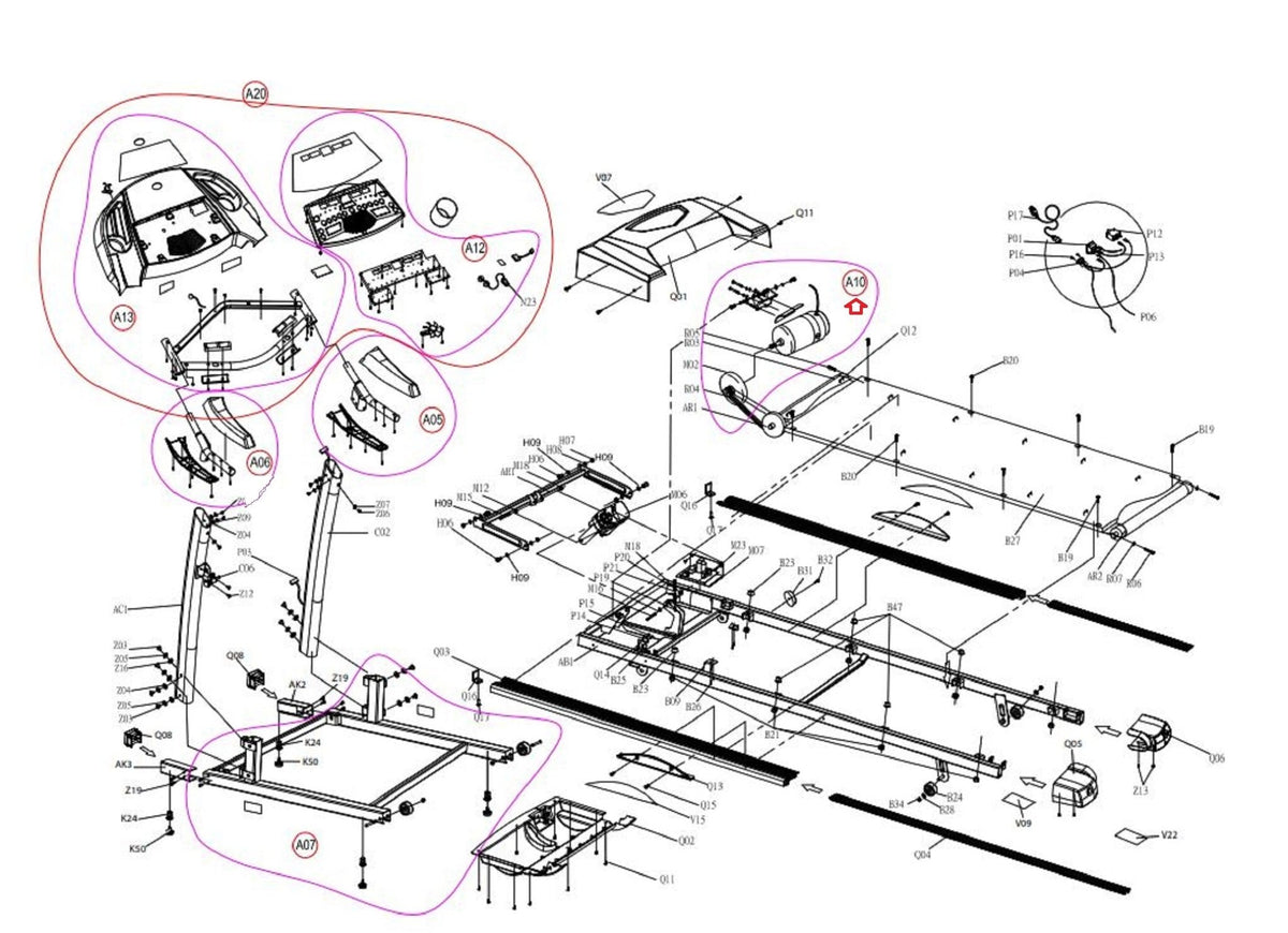 Horizon t100 2024 treadmill parts