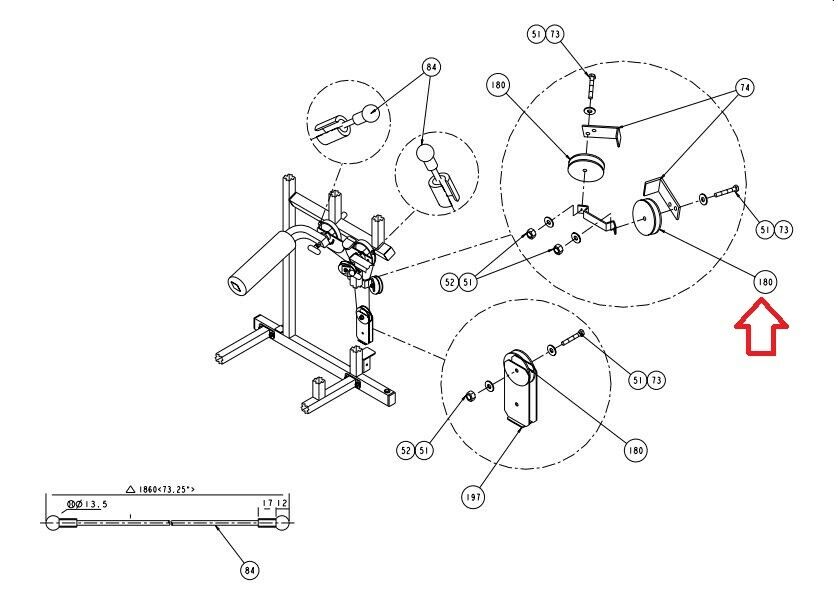 Precor S3.21 S3.55 Home Gym Large Cable Pulley 4.5