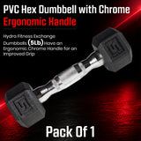 York Barbell PVC Hex Dumbbell with Chrome Ergonomic Handle – 5LB Single,