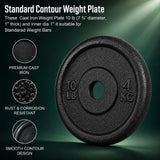 York Barbell 1″ Standard Contour Cast Iron Weight Plate (10LB) – Solid Cast Iron – Fits 1-Inch Bars & Dumbbell Handles – Adjustable Weights for Strength Training, Home Gym & Fitness Workouts