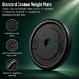 York Barbell 1″ Standard Contour Cast Iron Weight Plate (2.5LB) – Solid Cast Iron – Fits 1-Inch Bars & Dumbbell Handles – Adjustable Weights for Strength Training, Home Gym & Fitness Workouts