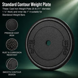 York Barbell 1″ Standard Contour Cast Iron Weight Plate (25LB) – Solid Cast Iron – Fits 1-Inch Bars & Dumbbell Handles – Adjustable Weights for Strength Training, Home Gym & Fitness Workouts