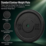 York Barbell 1″ Standard Contour Cast Iron Weight Plate (50LB) – Solid Cast Iron – Fits 1-Inch Bars & Dumbbell Handles – Adjustable Weights for Strength Training, Home Gym & Fitness Workouts