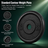 York Barbell 1″ Standard Contour Cast Iron Weight Plate (5LB) – Solid Cast Iron – Fits 1-Inch Bars & Dumbbell Handles – Adjustable Weights for Strength Training, Home Gym & Fitness Workouts