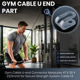 Gym Steel Rope Cable Slotted U Bracket End Size 47 x 26 x 23/10mmT Strength System