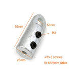 Crimpless Connector For Wire Rope - Steel Gym Cable - with 3 Screws Size 65 x 25 Strength System