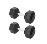 Hex Dumbbell Set 125LB Rubber Coated Fixed Weight Dumbbells with Chrome Ergonomic Handle Odorless & Durable for Home Gym Women’s Strength Training Full Body Workouts - Pack of 2