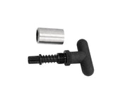 Pop Pin with T-Knob 2 1-2 Inch (64mm) thread of pin option, 3-4 Inch-16 Fine and 3-4 Inch-10 Coarse Thread Options, 1 Inch (25.4mm) Barrel Diameter, 1-2 Inch or 3-8 Inch Pin Tip