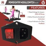 Superfit 2-in-1 Treadmill Power Entry On Off Switch W/Fuse Socket Power Cord