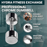 York Barbell Professional Chrome Dumbbell with Ergo Grip, Heavy-Duty Solid Steel Knurled Handles, Hand Weights for Exercise Muscle Toning Home Gym Workout and Fitness Training - 35lb Pak of 2