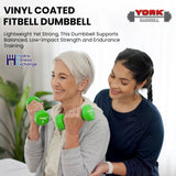 York Barbell Vinyl Coated Fitbell Dumbbell (2LB, Pack of 1) | Durable Anti-Roll Anti-Slip, Color Lime | Ideal for Arm Rows Squats Chest Presses Bicep Curls Walking Jogging & Yoga