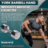 York Barbell Professional Chrome Dumbbell with Ergo Grip, Heavy-Duty Solid Steel Knurled Handles, Hand Weights for Exercise Muscle Toning Home Gym Workout and Fitness Training - 35lb Pak of 2
