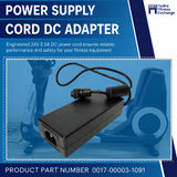 Life Fitness Treadmill  Power Supply Cord DC Adapter 2.5, 24V 0017-00003-1091