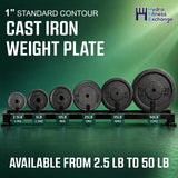 York Barbell 1″ Standard Contour Cast Iron Weight Plate (2.5LB) – Solid Cast Iron – Fits 1-Inch Bars & Dumbbell Handles – Adjustable Weights for Strength Training, Home Gym & Fitness Workouts
