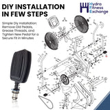 Gold's Gym Proform 390 280 Stationary Bike Left or Right Pedal Assembly 266524-hydrafitnessparts