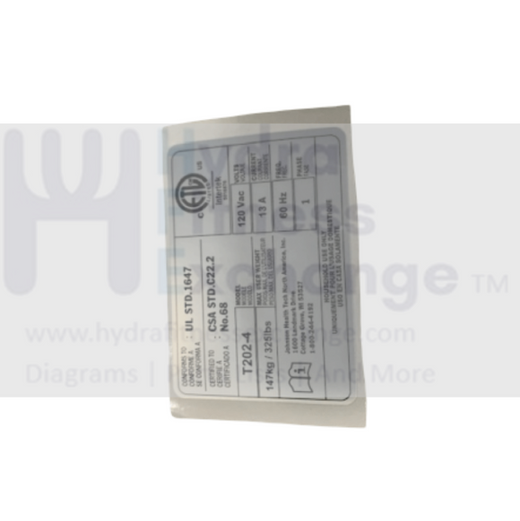 Horizon Fitness T202-4 | TM726 | TM492 Treadmill ETL Special Label 100 ...