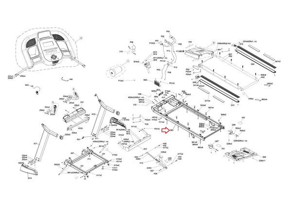 Horizon Fitness TM758 TM1000 TM758B TM1000B Treadmill Base Frame Set Semi Assembly 1000437909-hydrafitnessparts