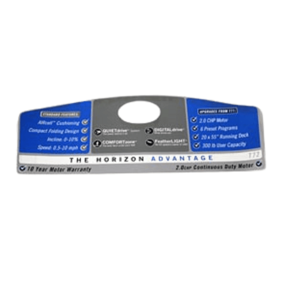 Horizon Fitness Treadmill Decal Console POP 048147-A-hydrafitnessparts