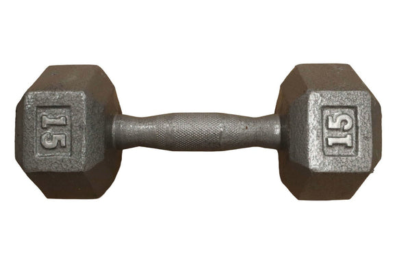 Hydra 15LB Cast Iron Hex Dumbbell Ergo Grip Freeweights & Accessories-hydrafitnessparts