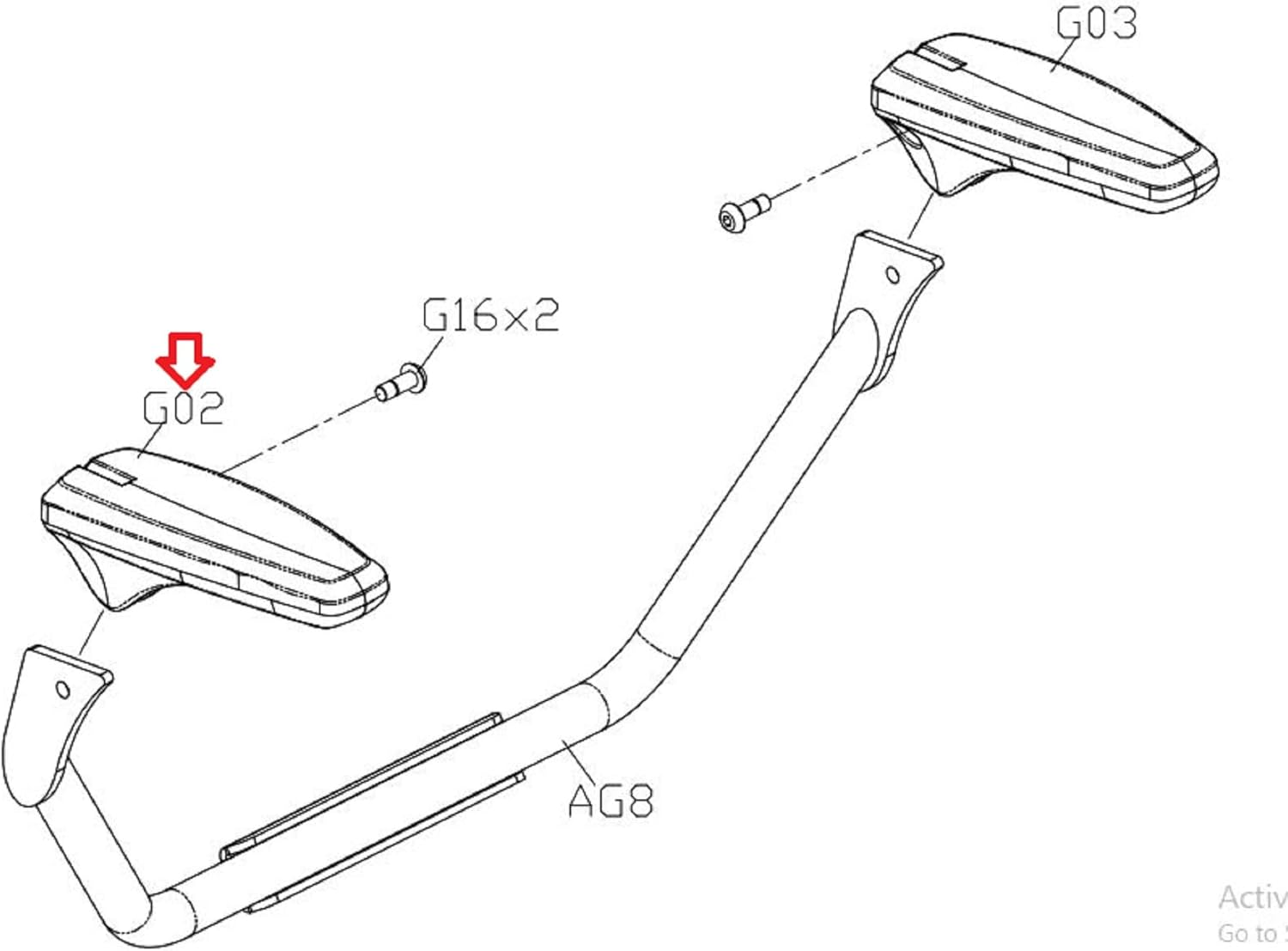 Matrix Rower Parts Matrix Fitness Stationary Bike Right Arm Rest Set 1000230110 ...