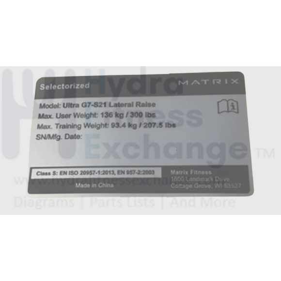 Matrix Pure Strength Matrix Fitness Strength System English Label 1000409063 – hydrafitnessparts