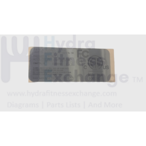 Matrix Fitness Treadmill ETL Special Label 1000401970 – hydrafitnessparts