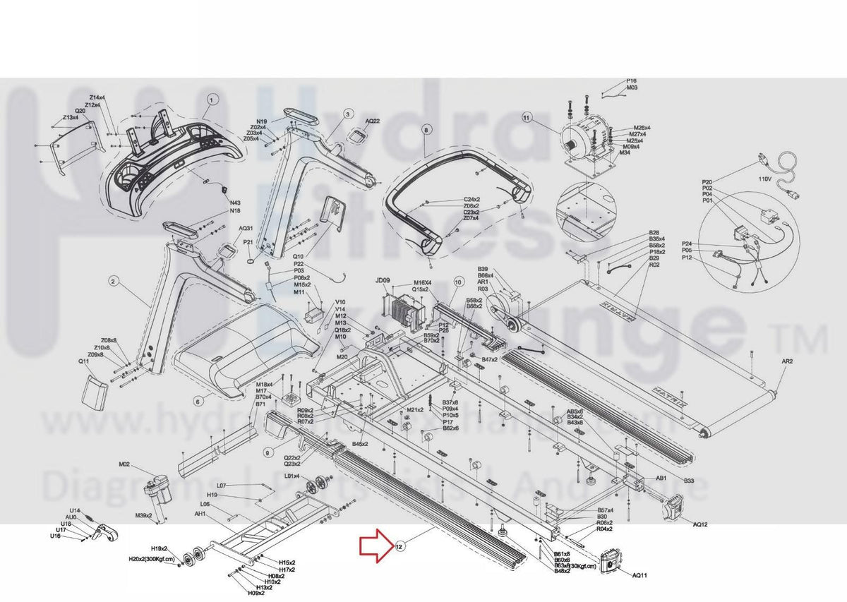 Matrix Retail Treadmill Side Rail Set Semi Assembly 1000389182 ...