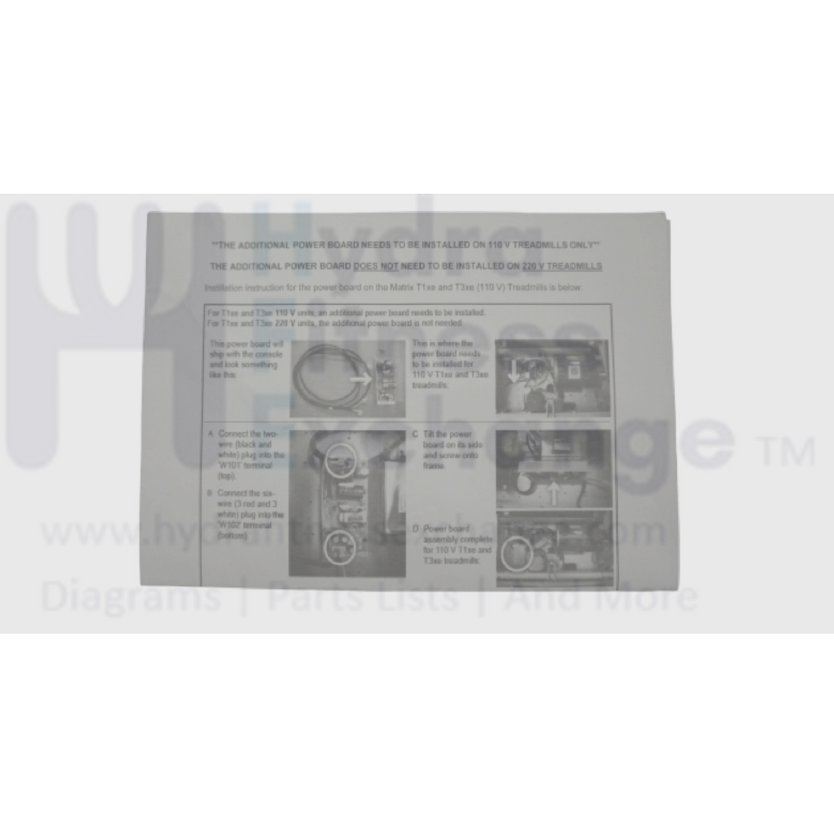 Matrix Treadmill English Insert Assembly Owner's User's Manual 1000308 ...