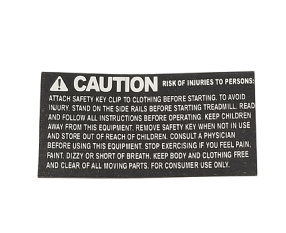 Merit Fitness Treadmill Warning Label Overlay White Word Or Black 1000210190-hydrafitnessparts