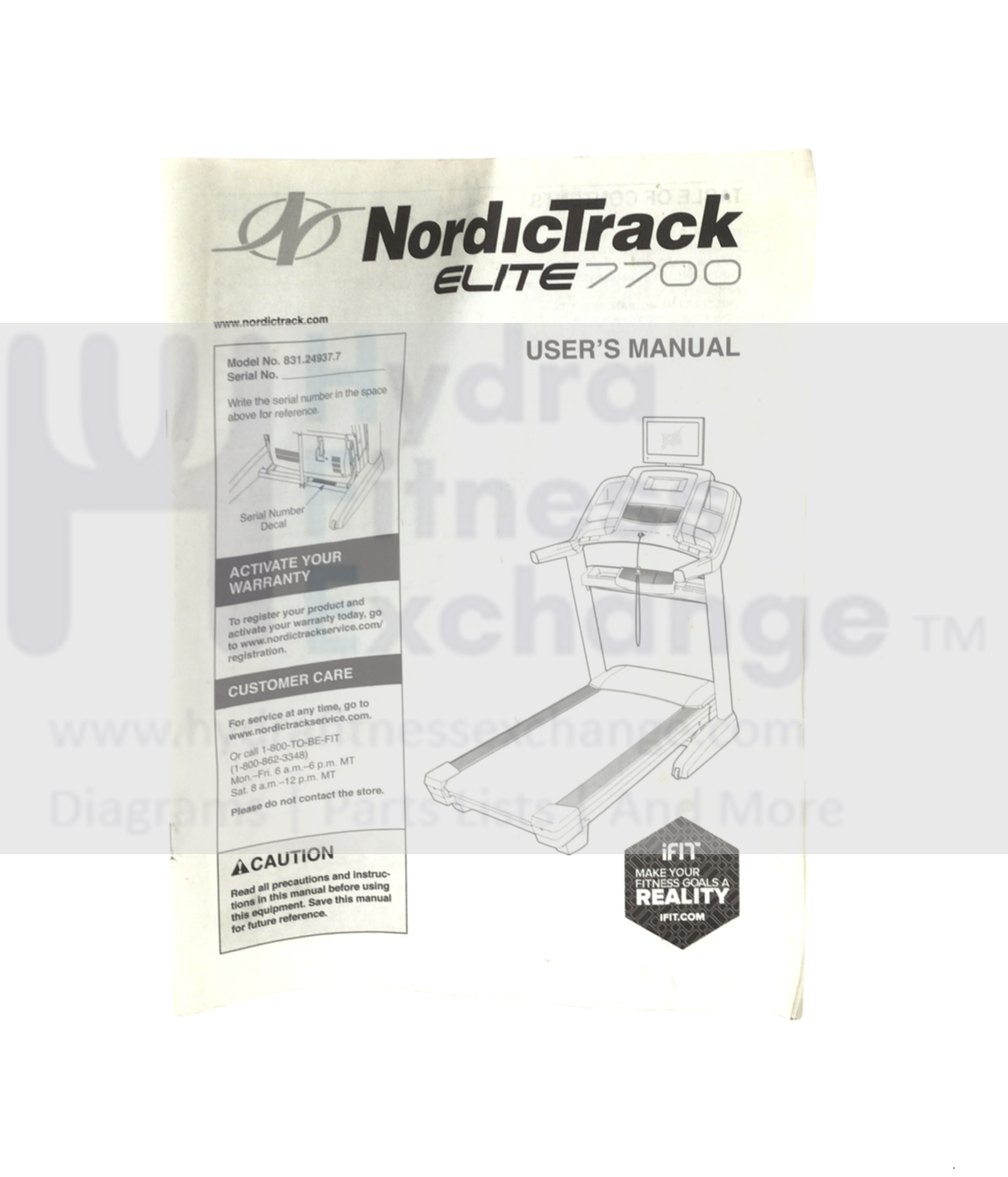 NordicTrack Elite 7700 Treadmill Owner User's Manual English