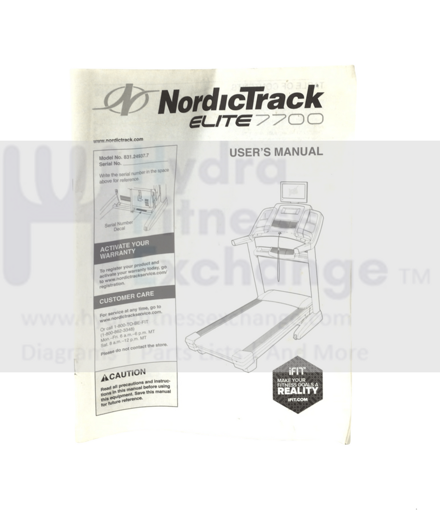 NordicTrack Elite 7700 Treadmill Owner User's Manual English