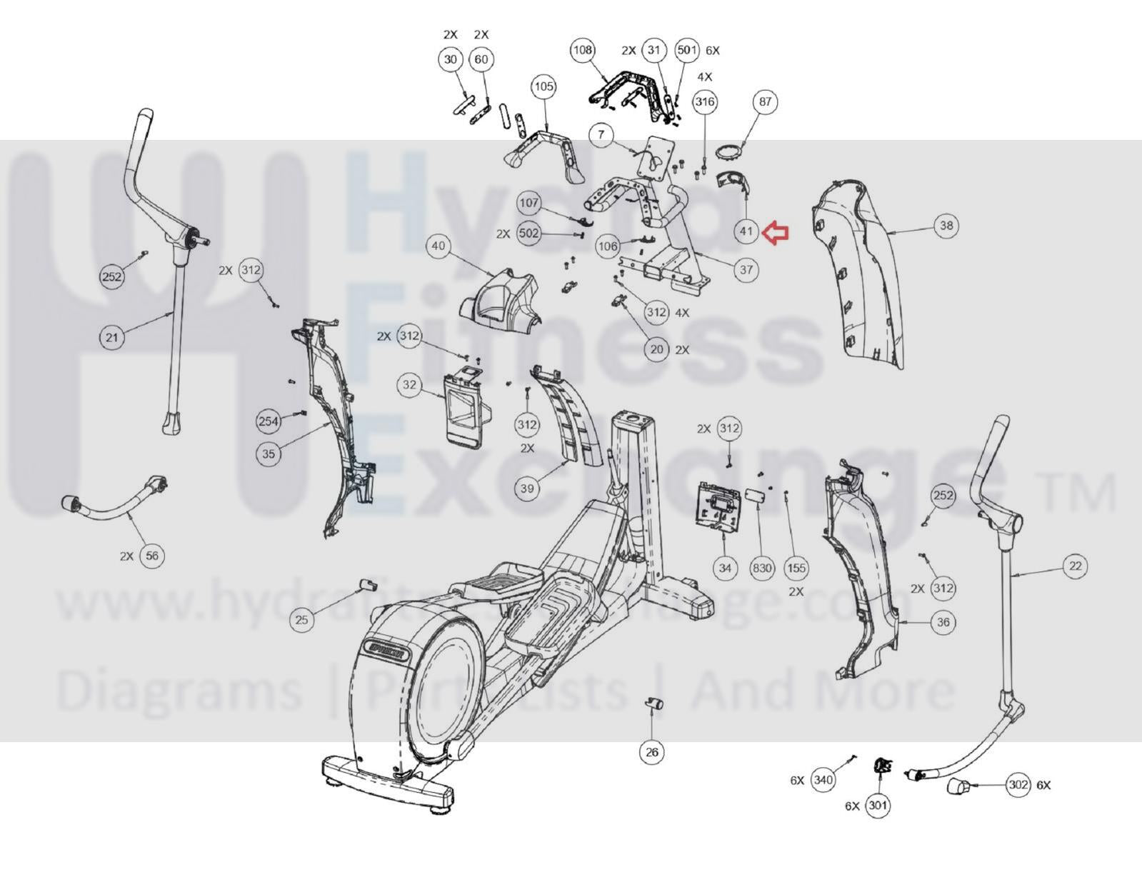 Precor EFX 800-18 Elliptical Front Neck Tungsten Assembly
