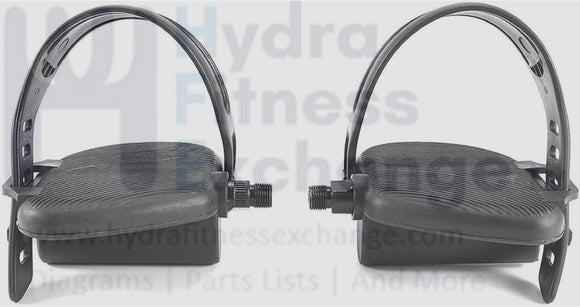 Trimline Schwinn Stationary Bike Left & Right Foot Pedal Pair Set W/Straps 98148