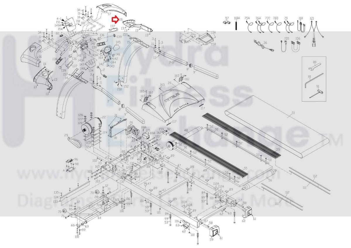 True CS800 LC1100 CS400 CS200 Treadmill Right Plastic Bottom Shouder 9 ...