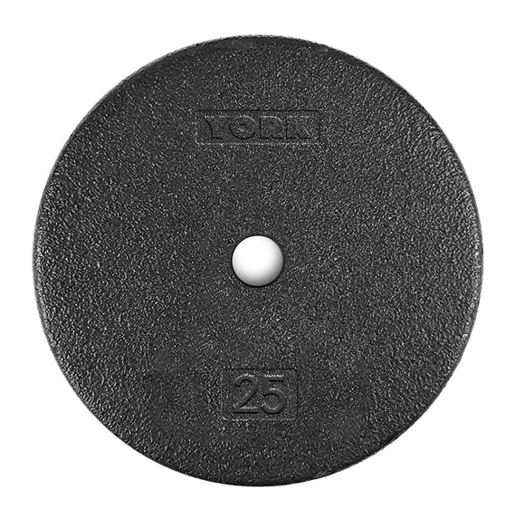 York Barbell 1” Standard Flat Pro Cast Iron Weight Plate for Strength Training (25 LB – Durable Pancake Design – Compatible with Standard Dumbbell Handles & Home Gym Equipment-hydrafitnessparts