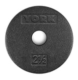 York Barbell 1” Standard Flat Pro Cast Iron Weight Plate for Strength Training (2.5 LB – Durable Pancake Design – Compatible with Standard Dumbbell Handles & Home Gym Equipment-hydrafitnessparts
