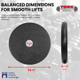 York Barbell 1” Standard Flat Pro Cast Iron Weight Plate for Strength Training (50 LB – Durable Pancake Design – Compatible with Standard Dumbbell Handles & Home Gym Equipment-hydrafitnessparts