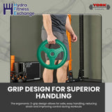 York Barbell 10LB Bumper Plates – Olympic Weight Plates with 3-Grip Design, Rubber-Coated for Floor Protection – Durable Cast Aluminum Milled Construction – Steel Composite Hub – Green-hydrafitnessparts