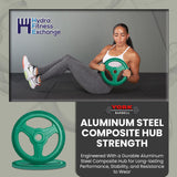 York Barbell 10LB Bumper Plates – Olympic Weight Plates with 3-Grip Design, Rubber-Coated for Floor Protection – Durable Cast Aluminum Milled Construction – Steel Composite Hub – Green-hydrafitnessparts