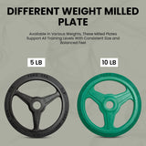 York Barbell 10LB Bumper Plates – Olympic Weight Plates with 3-Grip Design, Rubber-Coated for Floor Protection – Durable Cast Aluminum Milled Construction – Steel Composite Hub – Green-hydrafitnessparts