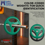 York Barbell 10LB Bumper Plates – Olympic Weight Plates with 3-Grip Design, Rubber-Coated for Floor Protection – Durable Cast Aluminum Milled Construction – Steel Composite Hub – Green-hydrafitnessparts