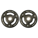 York Barbell 2" G2 Olympic Weight Plates (10lb) Pair - Urethane Coated 3-Grip Plates with Interlocking Design, Dual Handles, Durable & Noise-Reducing - Ideal for Home & Commercial Gym Equipment-hydrafitnessparts