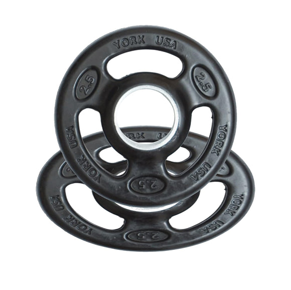 York Barbell 2-Inch ISO-Grip Rubber Encased Steel Olympic Plates (2½ Lb Pair) – Comfortable 3-Grip Design, Anti-Pinch Hub, Durable Steel Composite for Home, School, & Commercial Gym-hydrafitnessparts