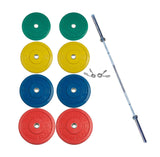 York Barbell 275 lb Rubber Training Bumper Plate Set with 20kg Men’s Needle Bearing Olympic Barbell – Durable Solid Rubber Plates, Steel Sleeves, and Spring Collars – Olympic Weightlifting Multicolor-hydrafitnessparts