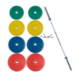 York Barbell 325 lb Rubber Training Bumper Plate Set with 20kg Men’s Needle Bearing Olympic Barbell – Durable Solid Rubber Plates, Steel Sleeves, and Spring Collars – Olympic Weightlifting Multicolor-hydrafitnessparts